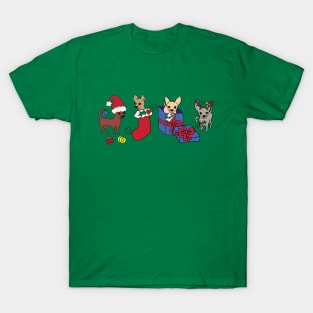 Green Christmas Chihuahuas - Smooth coat chihuahuas - Christmas Chihuahua Tee T-Shirt